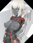  1girl 1girl 1girl amputee big_breasts black_skin blue_eyes breasts cleavage completely_nude dark_skin eyelashes female_only female_solo grey_skin looking_at_viewer mikoyan nipples nude original quadruple_amputee robot robot_girl short_hair suspension white_hair 