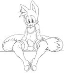  1girl 2015 anthro argento bulge canine cosplay crossdressing erection fox highres male mammal miles_&quot;tails&quot;_prower penis precum sega testicles white_background 