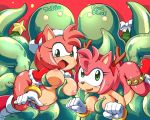  2girls amy_rose ass big_breasts blush breast_grab breasts christmas coolblue double_penetration from_behind furry gloves green_eyes hair headband looking_at_viewer multiple_girls nipples nude open_mouth pink_hair red_background santa_hat sega sex short_hair smile sonic sonic_the_hedgehog tail tentacle 