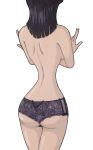  1girl ass backshot black_hair black_panties lingerie nico_robin one_piece panties render simple_background topless transparent_background underwear 