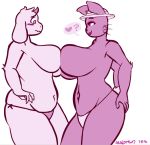 1girl 2010s 2016 2d 2d_(artwork) ? angstrom anthro anthro_only artist_name big_breasts bikini blush boss_monster breast_squish breasts breasts_frottage caprine clothing digital_media_(artwork) duo female_only fur furry goat hat headgear heart horn huge_breasts lips long_ears mammal monster purple_fur rabbit_shopkeeper slightly_chubby smile snowdin_shopkeeper speech_bubble swimsuit topless topless_anthro topless_female toriel undertale undertale_(series) video_games white_background white_fur