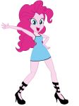  1girl blue_eyes cartoon cute equestria_girls female friendship_is_magic girl hair hand_on_hips happy high_heels humanized my_little_pony open_mouth pink_hair pinkie_pie pose render simple_background skirt smile transparent_background 