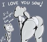 1girl age_difference anthro ass bottomless boy cat clothed clothing duo english_text feline female furry garabatoz gumball_watterson male mammal mature_female milf nicole_watterson panties parent skirt son text the_amazing_world_of_gumball thick_thighs underwear wide_hips younger_male