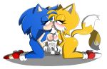  1girl anthro big_breasts breast_squish breasts canine crossgender duo female/female fox furry hedgehog kissing mammal miles_&quot;tails&quot;_prower nude sandunky sega sonic_the_hedgehog white_background 