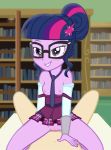  1_boy 1_girl 1boy 1girl animated bespectacled breasts equestria_girls female friendship_is_magic gif girl_on_top glasses hair_bun indoors library looking_at_viewer male male/female my_little_pony nipples no_bra no_panties penis_in_pussy pov pussy riding school_uniform sci-twi sex spectre_z twilight_sparkle twilight_sparkle_(mlp) vaginal vaginal_penetration vaginal_sex 