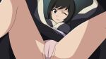  1girl black_eyes black_hair breasts cameltoe clenched_teeth clothing dinaki female_only from_below kimono long_hair looking_at_viewer naruto naruto_(series) naruto_shippuden one_eye_closed panties shizune spread_legs underwear viewed_from_below 