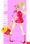 amy_rose animal_ears big_breasts breasts chaos_emerald green_eyes hammer humanized mallet piko_piko_hammer pink_hair sega smile sonic_*(series) sonic_the_hedgehog_(series) weapon witchking00