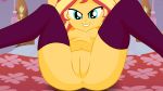  1girl breasts equestria_girls female female_only friendship_is_magic hairless_pussy indoors looking_at_viewer lying mostly_nude my_little_pony phil_el_mago pussy smile solo spread_legs stockings sunset_shimmer sunset_shimmer_(eg) 