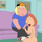  breasts chris_griffin couch family_guy fellatio incest lois_griffin milf mother&#039;s_duty mother_and_son nipples nude oral pussy sucking 