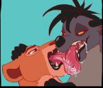  2girls disney drooling duo feline female/female feral french_kissing gif hyena interspecies kissing licking lion lips long_tongue loop mammal nala saliva shenzi slobber teeth the_lion_king tongue tongue_out ungulatr yuri 