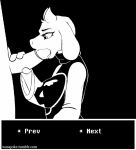 1boy 1girl 2d 2d_(artwork) alternate_version_available anthro black_and_white boss_monster caprine clothing dialogue digital_media_(artwork) english_text female_focus furry gif goat humanoid_penis large_filesize male male/female mammal monochrome oral penis sex solo_focus text toriel tumblr_username undertale undertale_(series) unseen_male_face video_games wasajoke