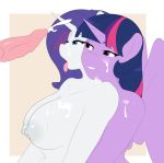  1girl 2016 absurd_res anthro anthrofied big_breasts blue_eyes breasts cum cum_on_breasts cum_on_face disembodied_penis duo_focus equine friendship_is_magic furry grin group hair high_res horn male male/female mammal my_little_pony nipples open_mouth penis purple_eyes purple_hair rarity skyearts smile tongue tongue_out twilight_sparkle unicorn winged_unicorn wings 