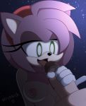  1girl amy_rose anthro bedroom_eyes black_nose breasts duo erection faceless_male fellatio fur furry half-closed_eyes hedgehog licking male mammal mrcbleck nipples open_mouth oral penis pink_fur saliva seductive sega sex solo_focus testicles tongue tongue_out video_games 