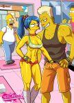  big_ass big_breasts breasts homer_simpson marge_simpson milf tekuho_(artist) the_simpsons yellow_skin 
