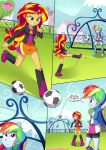  2girls ball clothed comic equestria_girls equestria_untamed friendship_is_magic humanized multiple_girls my_little_pony outdoor outside physical_education rainbow_dash rainbow_dash_(mlp) skirt sunset_shimmer sunset_shimmer_(eg) 