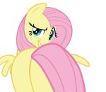  1girl ass blue_eyes fluttershy friendship_is_magic gif long_hair looking_at_viewer looking_back my_little_pony pink_hair smile tail transparent_background wings 