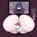  anal_beads animated ass_focus bouncing_ass condom exposed_ass exposed_pussy female_only gif huge_ass looking_at_viewer open_mouth poke_ball sex_toy tongue_out uncensored 
