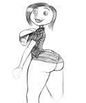  1girl ass big_ass big_breasts breasts buttons coraline fuckable gray_impact insanely_hot looking_at_viewer other_mother short_hair smile 