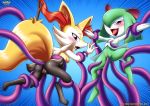  2girls anthro ass bbmbbf blush braixen breast breasts female kirlia multiple_girls nintendo palcomix pokemon pokepornlive pussy tentacles 