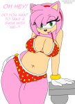  1girl 2015 2016 amy_rose anthro big_breasts bikini breasts cleavage clothed clothing furry habbodude hedgehog high_res looking_at_viewer mammal navel sega smile speeds speeds_(artist) swimsuit white_background 
