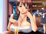 1girl anime big_breasts breasts dating ecchi nipples sitting staring 