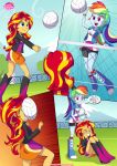  2girls ball clothed comic equestria_girls equestria_untamed friendship_is_magic humanized multiple_girls my_little_pony outdoor outside physical_education rainbow_dash rainbow_dash_(mlp) skirt sunset_shimmer sunset_shimmer_(eg) 