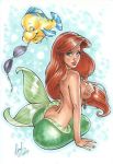 2014 big_breasts breasts disney elias_chatzoudis fish flounder mermaid princess_ariel seashell_bra the_little_mermaid