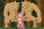  1girl 2boys amy_rose animal_ears big_breasts breasts furry green_eyes hair multiple_boys nipples open_mouth penis pink_hair pussy red_eyes short_hair sonic_(series) testicle 