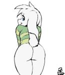  1boy 2016 2d 2d_(artwork) anthro anthro_only asriel_dreemurr ass bent_over blinking blue_eyes boss_monster bottomless byondrage caprine clothed clothing colored digital_media_(artwork) edit floppy_ears fur furry gif girly goat looking_at_viewer looking_back male male_only mammal portrait rear_view shaking_butt smile teasing three-quarter_portrait undertale undertale_(series) video_games white_background 