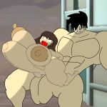  1boy 1girl ahe_gao ahegao big_breasts big_penis edit muscular muscular_male painful_penetration shortstack size_difference suarez_(falcone360) tasteofchoklit traced 