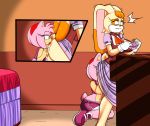  2016 2girls amy_rose anal anthro anus ass big_ass big_breasts bike_shorts blush bra breasts cleavage clenched_teeth close-up clothed clothing clothing_lift dreamcastzx1 duo female female/female female_only fingering furry gloves hedgehog highres inside kneel lagomorph mammal masturbation navel oral pussy rabbit rimming sega sex shorts skirt skirt_lift smile sonic_(series) sports_bra sweat sweatdrop teeth torn_clothing underwear vaginal vaginal_fingering vanilla_the_rabbit video_games yuri 