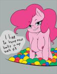  1girl 1girl 2016 anthro anthrofied areola atane27 ball_pit blue_eyes breasts earth_pony equine friendship_is_magic furry grey_background hair horse long_hair looking_at_viewer mammal my_little_pony nipples nude pink_hair pinkie_pie_(mlp) pony simple_background 