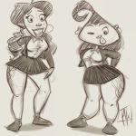  black_and_white dark_skin dijonay_jones disney drawing penny_proud the_proud_family thick 