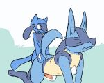 all_fours anal anal_penetration animal_genitalia animal_penis anthro bite black_fur blue_fur canine canine_penis cum cum_in_ass cum_inside cum_while_penetrated cumshot dacad doggy_position duo from_behind_position fur furry gen_4_pokemon gif hands-free knot larger_male lucario male male/male male_only mammal nintendo orgasm penetration penis pokemon riolu sex size_difference small_dom_big_sub smaller_male video_games yaoi yellow_fur