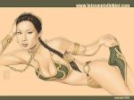  art asian celeb cosplay drawing gold_bikini lucy_liu metal_bikini pin_up princess_leia_organa return_of_the_jedi scott_blair slave_leia slave_leia_(cosplay) star_wars 