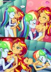  2_girls 2girls comic equestria_girls equestria_untamed friendship_is_magic humanized kissing_neck multiple_girls my_little_pony nipple_suck one-piece_swimsuit physical_education rainbow_dash rainbow_dash_(mlp) sunset_shimmer sunset_shimmer_(eg) swimsuit swimsuit_pull undressing yuri 