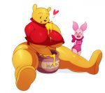  1girl 2016 anthro bear big_breasts breasts clothing crossgender disney duo furry heart honey huge_breasts licking licking_lips mammal open_mouth pig piglet pooh_bear porcine slightly_chubby sssonic2 tongue tongue_out underboob white_background wide_hips winnie_the_pooh_(franchise) 