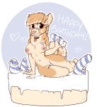  1girl anthro areola arm_support birthday breasts cake canine digital_media_(artwork) dildo dog food furry heart icing looking_away mammal nipples nude pomeranian rika_(character) sex_toy simple_background sitting white_background zyira 