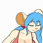  1_female 1_girl animated animated_gif anthro big_breasts blue_hair bouncing_breasts braids breast_jiggle breasts cleavage clothed clothing female female_only furry gif hair happy huge_breasts jasmine_(skidd) long_hair mammal mouse rodent shirt skidd smile solo tank_top white_background 