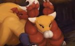  1boy 1girl 3_toes anthro anus canine claws digimon digital_media_(artwork) duo female forest fox furry gif guilmon hindpaw legs_up lowres lying male mammal on_back oral outside paws penis renamon scalie testicles toe_claws tree zonkpunch 