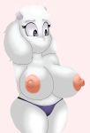 1girl 2d 2d_(artwork) anthro anthro_only big_breasts breasts caprine clothed clothing digital_media_(artwork) duzell female_only fur furry goat horn long_ears mammal nipples purple_eyes smile topless topless_anthro topless_female toriel undertale undertale_(series) underwear video_games voluptuous white_fur