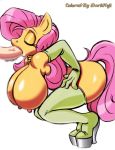  1girl 2016 anthro big_breasts breasts darkneji equine erect_nipples erection fellatio fluttershy_(mlp) friendship_is_magic furry horse huge_breasts male mammal my_little_pony nipples oral penis pony sex white_background 