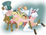  alice_(disney) alice_in_wonderland anal anal_penetration blonde cum fellatio foursome jab mad_hatter march_hare nude oral pussy vaginal vaginal_penetration white_rabbit_(alice_in_wonderland) 