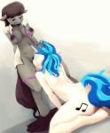  2016 2girls absurd_res against_wall anthro anthrofied areola big_breasts blue_hair bow_tie breasts clothed clothing cutie_mark dozer duo earth_pony equine female female/female female_only friendship_is_magic furry hair half-closed_eyes hand_on_head high_res hooves horn horse kneel looking_down mammal messy my_little_pony navel nipples nsfwdozer nude octavia open_shirt oral panties pony pussy_juice pussylicking rear_view sex simple_background skirt skirt_down standing underwear unicorn vaginal vinyl_scratch yuri 