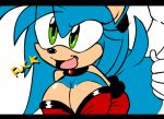  1girl animal_ears becky_the_hedgehog bent_over big_breasts blue_hair breasts from_behind furry gif green_eyes hair long_hair purity sex smile sonic tail text white_background 
