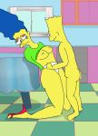 animated bart_simpson gif incest kiss kitchen marge_simpson milf mother mother_and_son panties rape sex son standing tears the_simpsons yellow_skin 