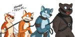  anthro ball_gag bdsm black_jaguar bondage bound dialogue disney duo english_text feline furry gag gagged gully gully_(character) hands_behind_back harness jaguar male mammal open_mouth paintfox renato_manchas robbie_(rotten_robie) simple_background source_request spots text white_background zootopia 