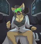  1girl 1girl anthro big_breasts breasts brown_fur chest_tuft clitoris clothed clothing fluxom fur furry hypnosis mind_control pussy tuft visor 