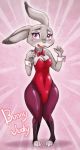  1girl 1girl anthro blush breasts buckteeth bunny_costume cleavage clothed clothing disney embarrassed english_text fur furry grey_fur judy_hopps lagomorph mammal melonleaf open_mouth purple_eyes rabbit teeth text zootopia 