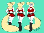  1girl 1girl 2016 animaniacs anthro big_breasts breasts cleavage clothed clothing furry mammal minerva_mink mink mustelid teer 